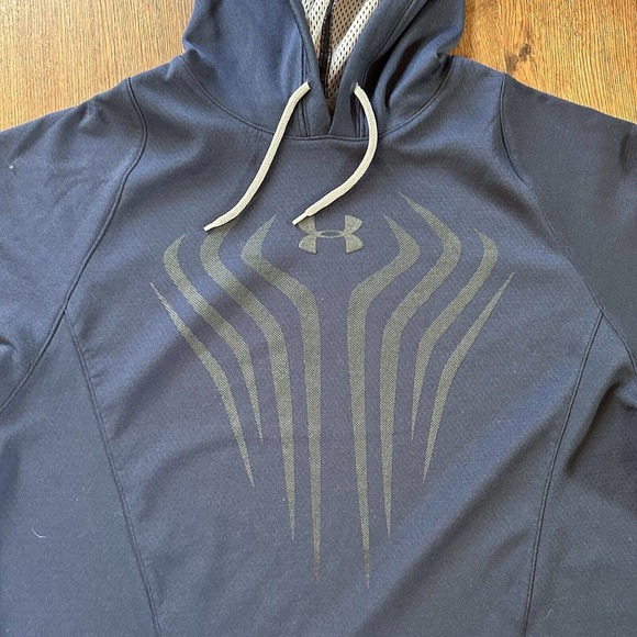 Under Armour Mens Hoodie Size Small Coldgear Navy Blue Pullover Football Active - Picture 2 of 12